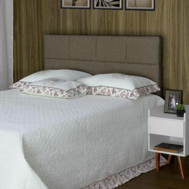 Imagem de Cabeceira de Cama Box Viúva 128 cm Marjorie Inspire House Linho Marrom
