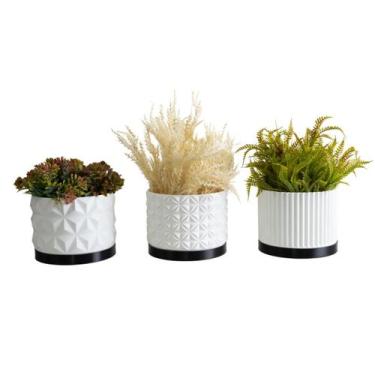 Imagem de Trio Cachepot M - Realce - Galanta, Branco/Preto