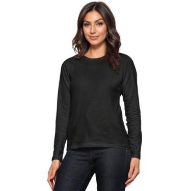 Imagem de Camiseta Feminina Manga Longa Algodão Gola Redonda Blusinhas Femininas