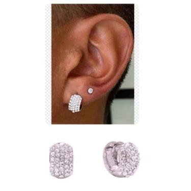 Imagem de Brinco Argola Cravejada Masculino Banhada Ouro Estilo Jogador - Corban