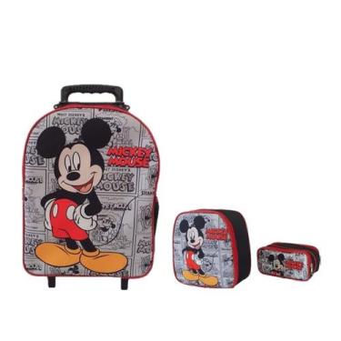 Imagem de Kit Mochila Infantil Mickey Mouse Jornal Preto - DB