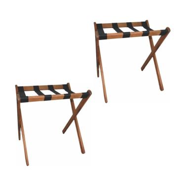 Imagem de Kit 02 Suporte De Malas Para Hotel Pousada Dobrável Madeira