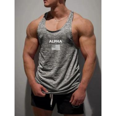 Imagem de Camiseta Masculina De Tamanho Europeu Alpha Estampada Com Decote Redon
