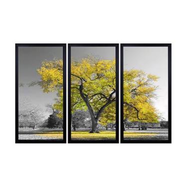 Imagem de Quadros Decorativos em Mosaico com moldura em madeira 103x63 cm e vidr