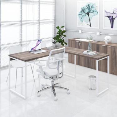 Imagem de Mesa de Escritorio em L Diretor Kuadra 150cm Est.Branca - Metalig