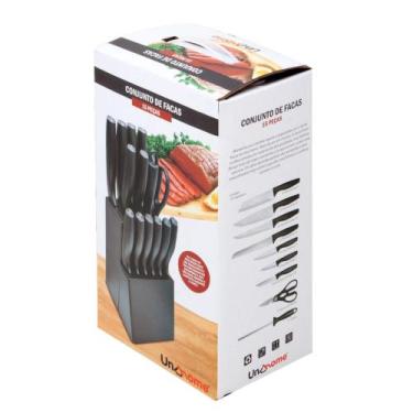 Imagem de Conjunto De Facas 15 Peças Inox Com Suporte Tesoura Chaira - UnyHome, 