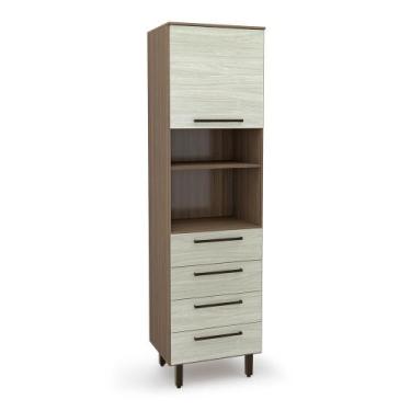 Imagem de Paneleiro Evolution Plus Microondas 1 Porta 4 Gavetas Tannat/Legno Cre