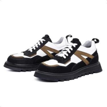 Imagem de Tênis Tratorado Até 46 Avalon Reverse Couro Preto | Branco-Masculino