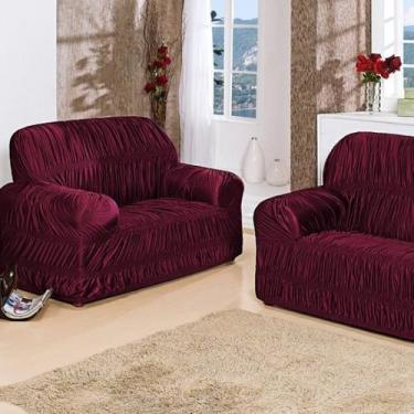 Imagem de Kit Capa Sofá 21 Elastico Super King Vinho Arte e Cazza