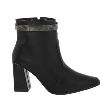 Imagem de Bota Coturno Feminina Bico Quadrado Salto Cano Baixo Promo - Stessy Sh