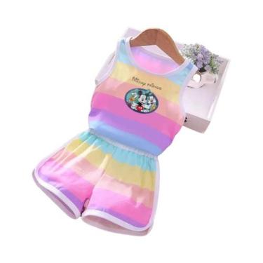 Imagem de Conjunto de Roupas Infantil de Verão Mickey e Minnie - Colete e Shorts