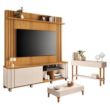 Imagem de Estante Home Theater Trinus Cinamomo Off White com Mesa de Centro Liz 