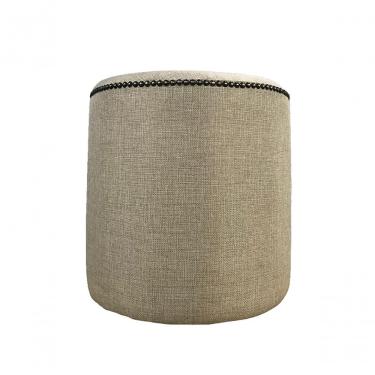 Imagem de Puff Redondo Tachas Não é Segredo Linho Palha Pé Fixo 40x45 Nsprt08l-f
