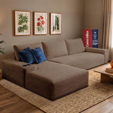 Imagem de Sofá Modular Evo de 3 Lugares com Chaise Esq Evo. Two 2,70m Boost Tech em Velourê Cama...