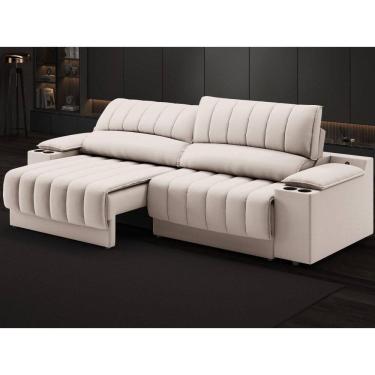 Imagem de Sofá com Porta Copos Carregador USB Ret Rec Murano 2,50m Velosuede - NETSOFAS