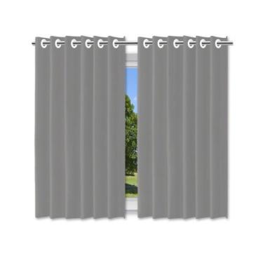Imagem de Cortina Blackout Cinza PVC 200x140cm com Ilhós Corta Luz - Fullcommerc