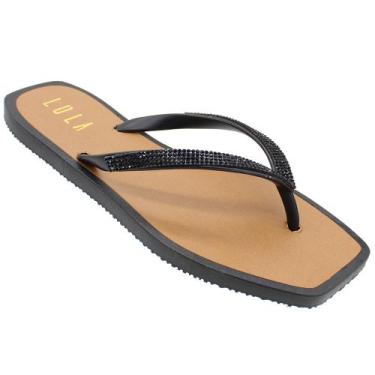Imagem de Chinelo Infantil Feminino Rasteirinha Menina Lola Preto, 25/26, Preto
