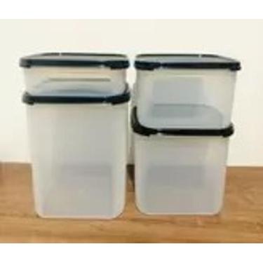 Imagem de Tupperware  kit potes modurares quadrado tampa preta da tupperware  4 