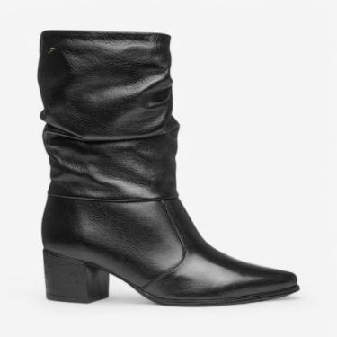 Imagem de Bota Pegada Cano Médio Feminina em Couro 280901, Preto, 37