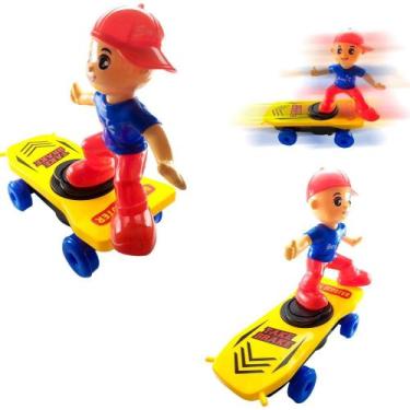 Imagem de Boneco Skatista Brinquedo C/ Som E Luzes Faz Manobras 360 - Skater Boy