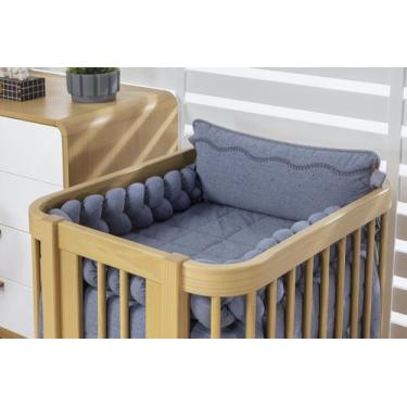 Imagem de Kit Mini Berço Linho Jeans 6 Pçs Menino Bebê Batistela Baby, Jeans
