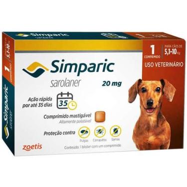Imagem de Antipulgas para cães Simparic 20mg (5,110 kg) mastigável 1 comprimido 