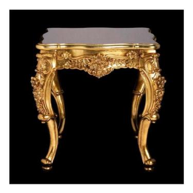 Imagem de Mesa Lateral Fino Acabamento Luiz XV Folha Ouro - LUXdécor