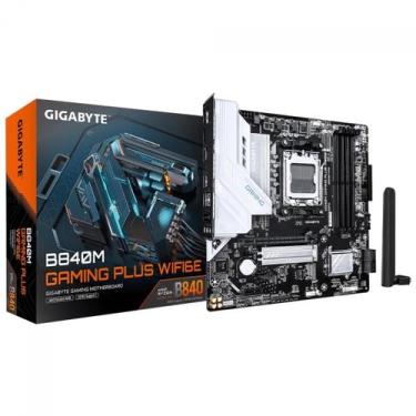 Imagem de Placa Mãe Gigabyte B840M Gaming Plus WIFI6E, Chipset B840, AMD AM5, mA