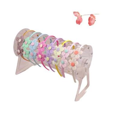 Imagem de Conjunto De Faixas De Cabelo De Cetim Florais Coloridas Para Meninas, 