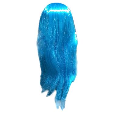 Imagem de Peruca Longa Lisa de Poliéster 55cm Azul Claro para Cosplay e Fantasia Extra Festas