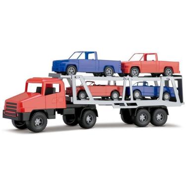 Imagem de Caminhão Transcar com Carros Cegonha Brinquedo de Transporte Plástico Silmar Brinquedos