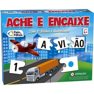 Imagem de Jogo Educativo Ache e Encaixe 2 em 1 Reconhecimento de Sílabas e Números Pais & Filhos