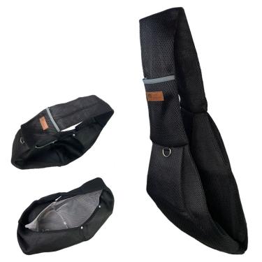Imagem de Bolsa de Transporte Pet Leva Pra Casa Sling BSL3907 Cães e Gatos Poliéster Preto 1 Unidade