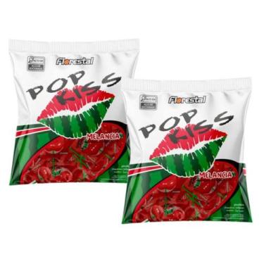 Imagem de Pirulito Pop Kiss Melancia C/ 50un 500g - 2 Pacotes
