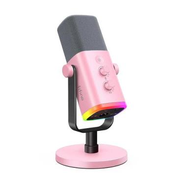 Imagem de Microfone Gamer USB XLR Fifine Streaming AM8 Rosa