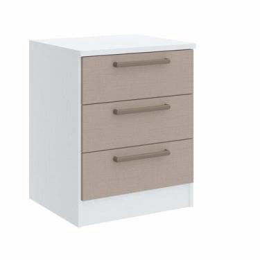Imagem de Mesa de Cabeceira Modulada Requinte com 3 Gavetas - Branco Line/Duna L