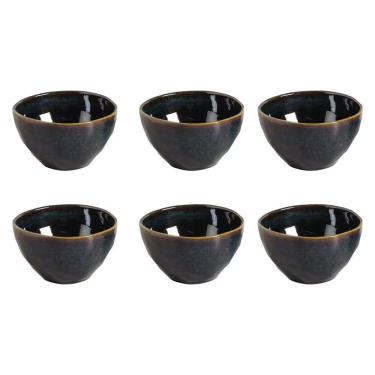 Imagem de Conjunto de Bowls Oceano 6 Peças 558ml Stoneware Artesanal com Variações Naturais para Ocasuições Sustentáveis Azul