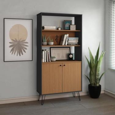 Imagem de Estante de Livros Industrial 90CMX183CM Alta Metal 2 Portas Marrom - H