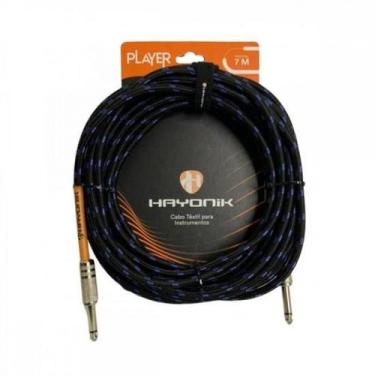 Imagem de Cabo Para Instrumentos Player P10 Textil 7m Preto/Azul Hayonik
