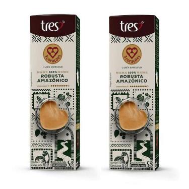 Imagem de Kit com 20 Cápsulas Café Espresso 100 Robusta Amazônico 3 Três Coraçõe