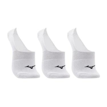 Imagem de Kit c/ 3 Meias Unissex Mizuno Basic Invisível 33/38 Branco, Branco, M