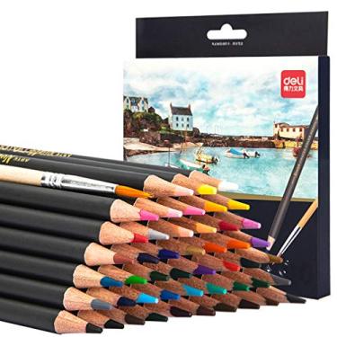 Imagem de Lápis de cor solúvel em água com 48 cores, caixa de lápis com cores brilhantes e traços delicados