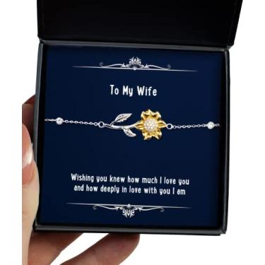 Imagem de SpreadPassion Presentes motivacionais para esposa, Wishing You Knew How Much I Love You and How Deeply in Love with You, pulseira de girassol para esposa do marido