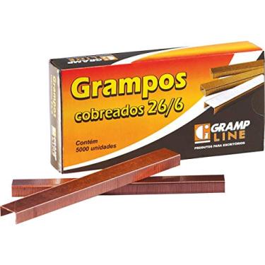 Imagem de Grampo Para Grampeador, 26/6, Gramp Line, Cobreado, 13x6mm, Caixa com 5000 Grampos