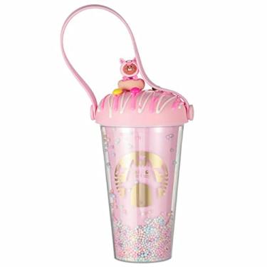 Imagem de seelucky Copo de viagem para sorvete com canudo para festa de menina, copo para beber suco Boba Bubble xícara de chá (porquinho rosa, 450 ml)