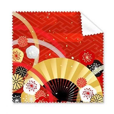 Imagem de Ventilador dobrável Sakura Geometria pano de limpeza de tela de telefone limpador de óculos 5 peças