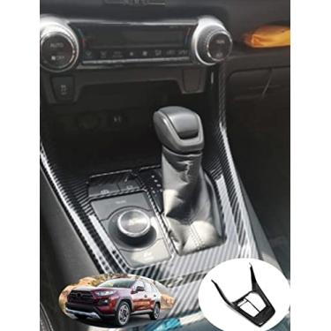 Imagem de GZBFTDH Acessórios de carro para painel de câmbio, forToyota RAV4 rav4 2020 fibra de carbono controle central botas de câmbio botões moldura adesivo acabamento Auto peças interiores (preto)