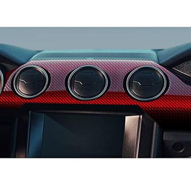 Imagem de FINMOKAL Para Ford Mustang 2015 2016 2017 2018 2019 Interior Do Carro Painel De Controle Guarnição Fibra De Carbono Vermelho