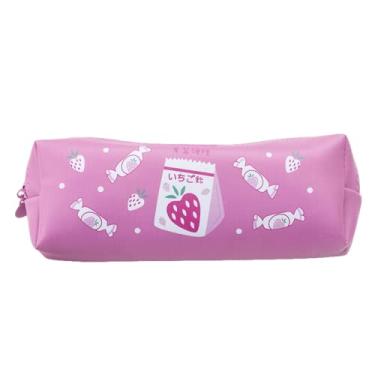 Imagem de Estojo de lápis de morango Kawaii bonito anime rosa estética japonesa desenho animado frutas papelaria organizador bolsa suporte portátil material escolar (doce de morango)