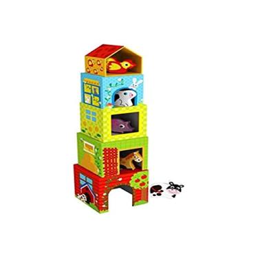 Imagem de Torre de Empilhar Fazenda Animais 10 Peças TKF053 Tooky Toy, Multicor